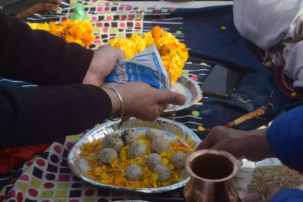 What is the significance of sesame seeds and rice balls in Pind Daan?