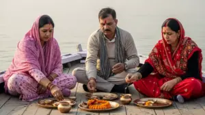 Couple doing rituals in varanasi ghtas- how to perform pind daan varanasi from malaysia