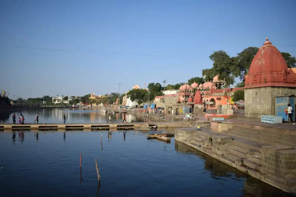 Shipra River Ujjain ghat where devotees bathe before Kaal Sarp Dosh Puja